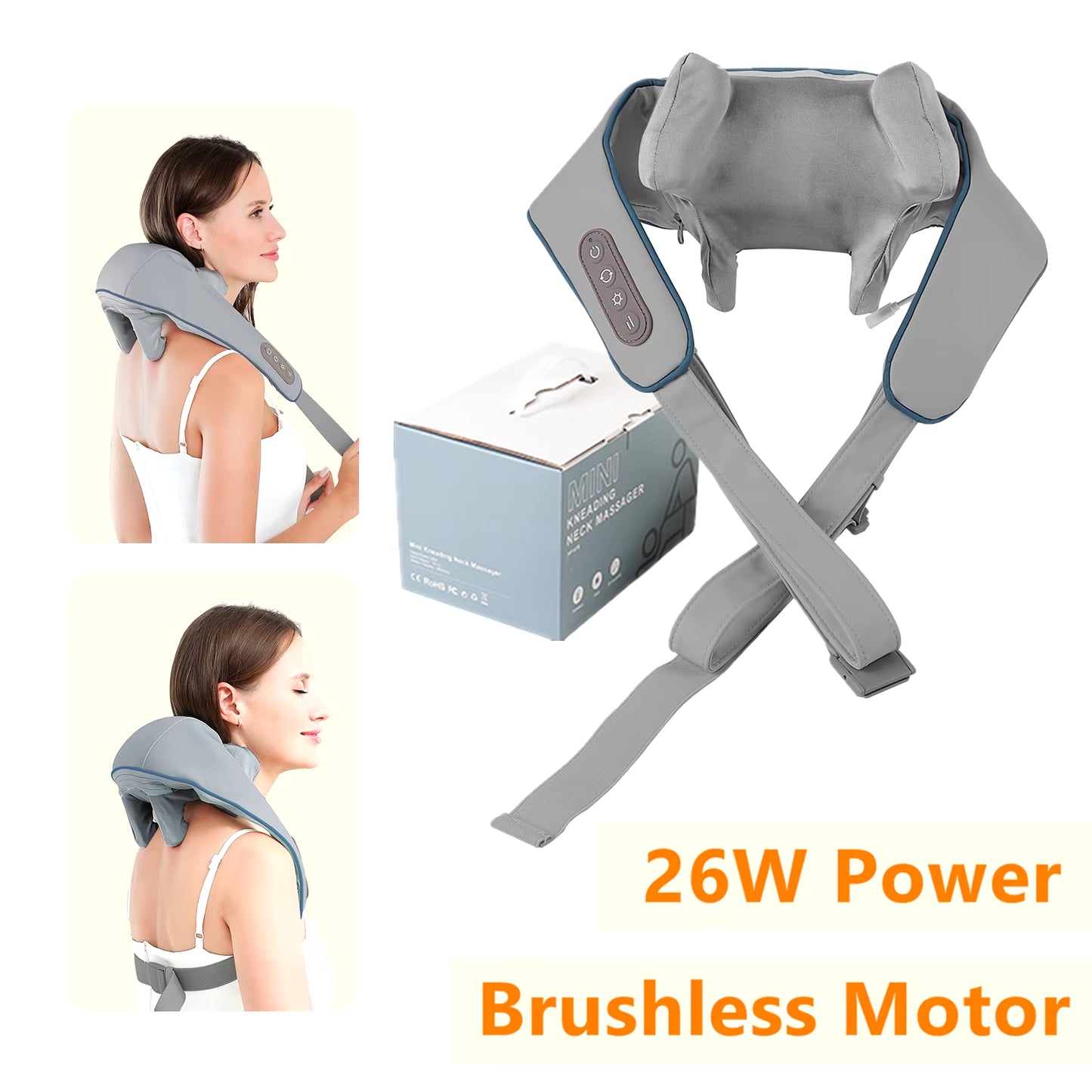 Foreverlily-Masajeador Inalámbrico Para Cuello Y Hombros, Chal De Masaje Para Amasar Hombros Y Espalda, Masajeador Cervical Para Cuello Trapezius, 26W