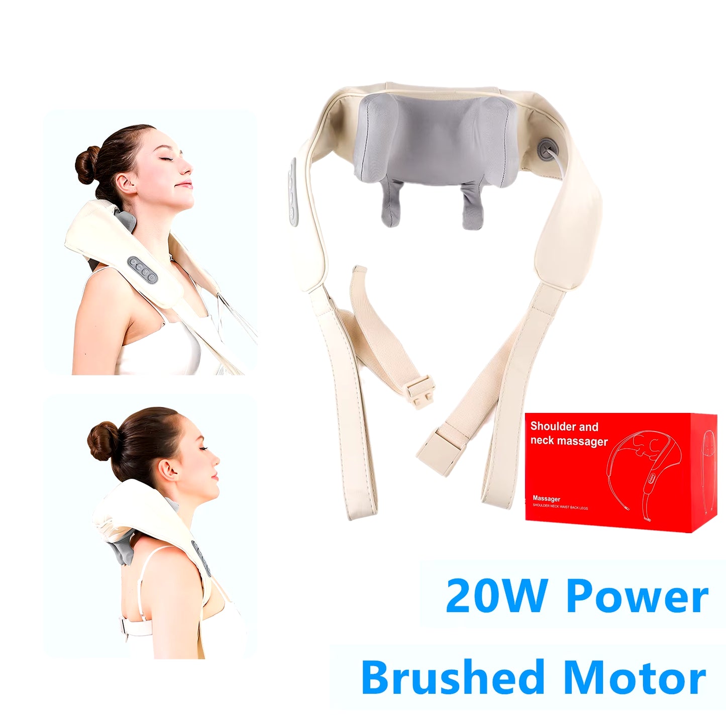 Foreverlily-Masajeador Inalámbrico Para Cuello Y Hombros, Chal De Masaje Para Amasar Hombros Y Espalda, Masajeador Cervical Para Cuello Trapezius, 26W