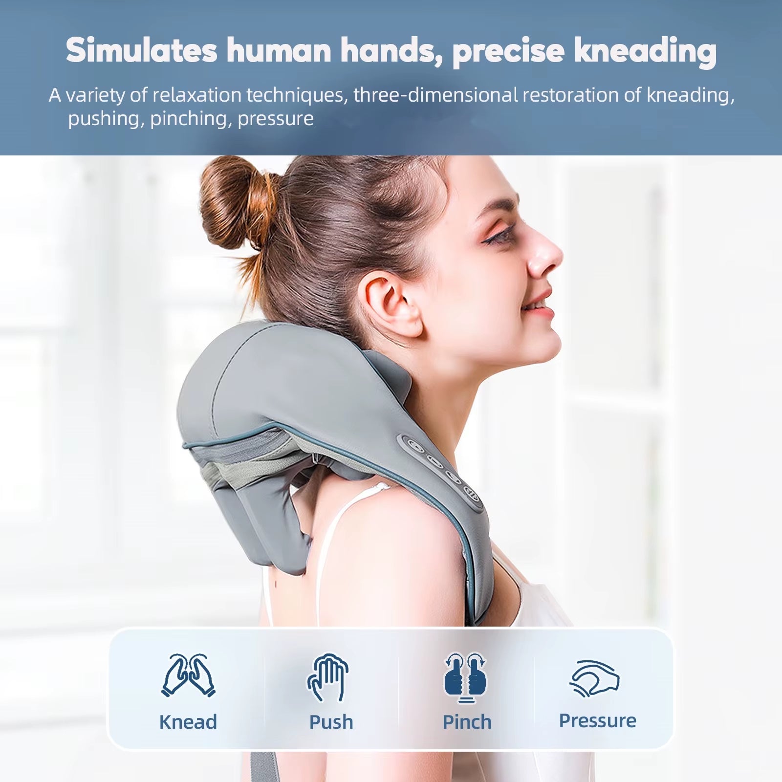 Foreverlily-Masajeador Inalámbrico Para Cuello Y Hombros, Chal De Masaje Para Amasar Hombros Y Espalda, Masajeador Cervical Para Cuello Trapezius, 26W