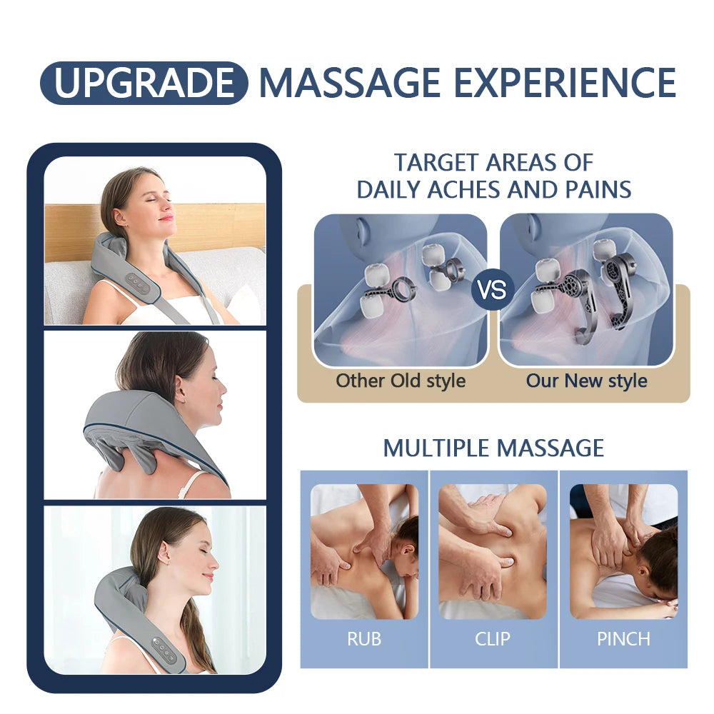 Foreverlily-Masajeador Inalámbrico Para Cuello Y Hombros, Chal De Masaje Para Amasar Hombros Y Espalda, Masajeador Cervical Para Cuello Trapezius, 26W