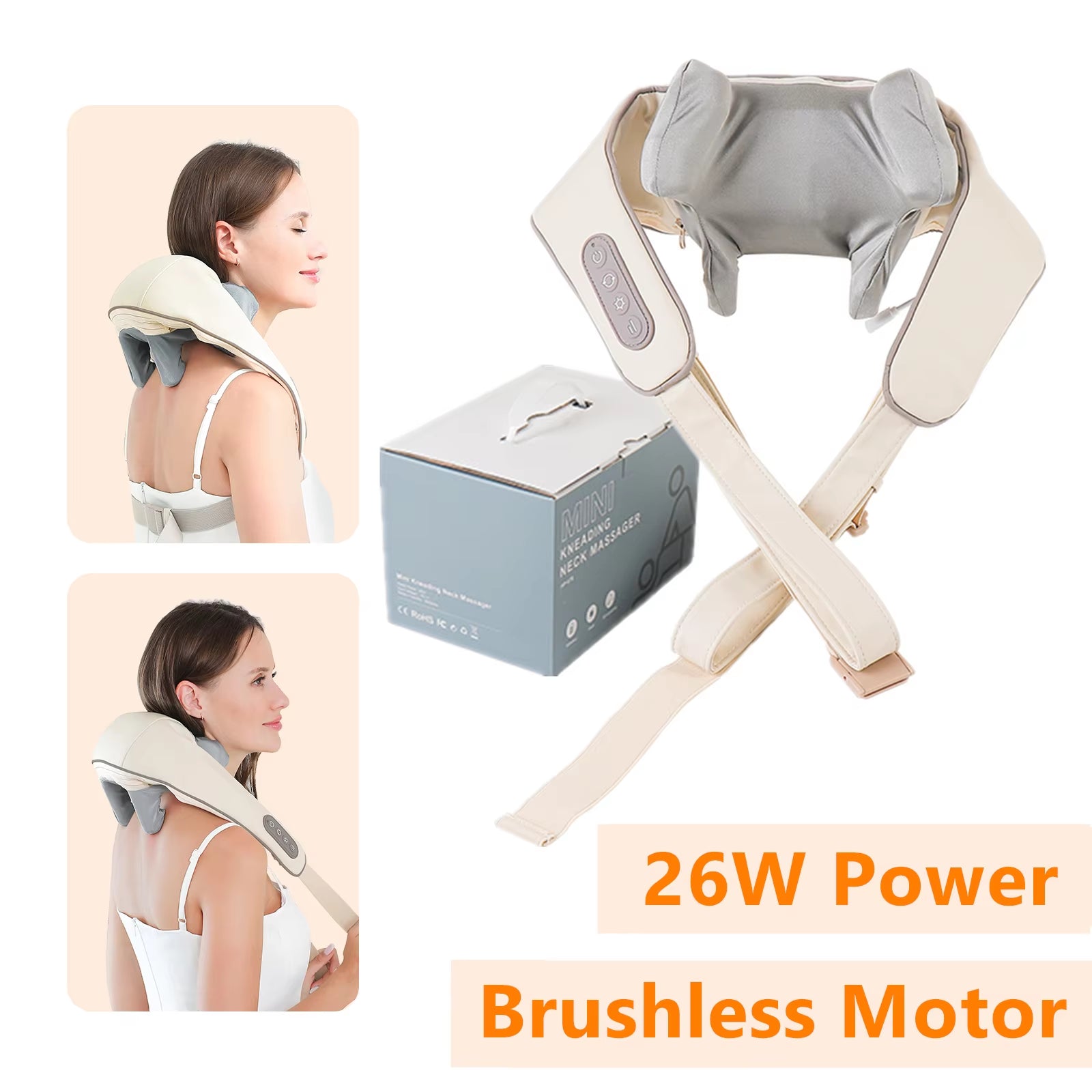 Foreverlily-Masajeador Inalámbrico Para Cuello Y Hombros, Chal De Masaje Para Amasar Hombros Y Espalda, Masajeador Cervical Para Cuello Trapezius, 26W