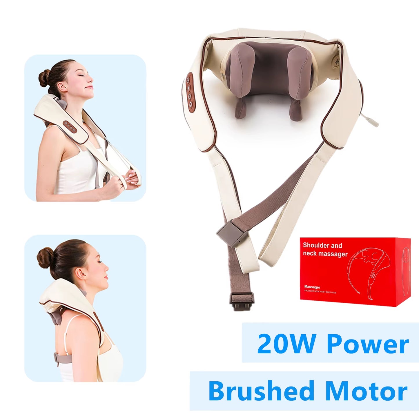 Foreverlily-Masajeador Inalámbrico Para Cuello Y Hombros, Chal De Masaje Para Amasar Hombros Y Espalda, Masajeador Cervical Para Cuello Trapezius, 26W