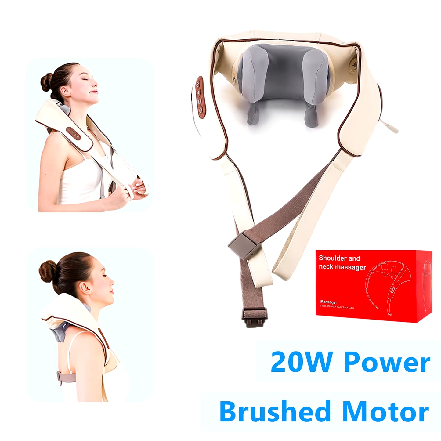 Foreverlily-Masajeador Inalámbrico Para Cuello Y Hombros, Chal De Masaje Para Amasar Hombros Y Espalda, Masajeador Cervical Para Cuello Trapezius, 26W